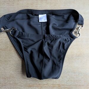 Black Swim Briefs With Chain Clip Sides